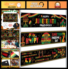 Large Juneteenth Banner Set – 3 Pcs 98×18 Inch Outdoor Yard Sign for African Ame