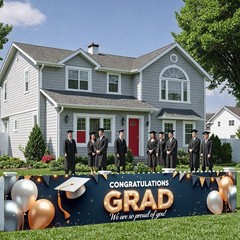Graduation Banner 2026 Gold and Navy Blue Congrats Grad Banner Class of 2026 De.