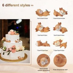 12 Pieces Deer Figurines Cake Toppers for Baby Shower Woodland Animal Deer To…