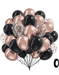 Birthday Decorations 30 Balloons Banner Silk Table Cloth Rose Gold Black EUC