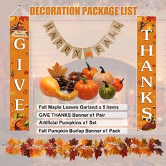 5 Pack 30Ft Artificial Fall Maple Leaf Garland Autumn Thanksgiving Decor