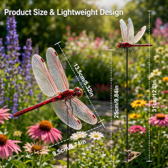 8 Pack 3D Dragonfly Clips, Realistic Fake Dragonflies with Stakes | Realistic 3D