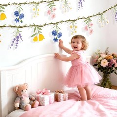 2PCS Wildflower Party Decorations, 7.9FT Pre-Strung Floral Garlands for Baby …
