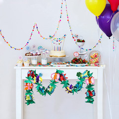 3 Pack Tropical Paper Flower Garland Luau Party Decorations, 30FT Tissue Flower