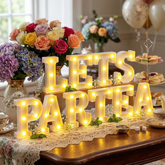 10 Pcs Tea Party Birthday Decorations Lets Par Tea Lights Sign Decor Neon LED Li