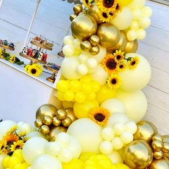 Sunflower Balloon Garland Arch Kit 140PCS – Lemon Yellow, Maca Yellow, Metall…
