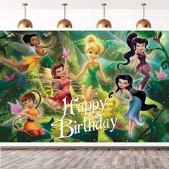 Tinker Bell Backdrop Peter Pan Birthday Party Fairy Photo Background Banner