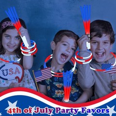 Fourth of July Glow Sticks – 100 PCS Red White Blue Party Favors for Kids