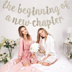 Glitter The Beginning of A New Chapter Banner, Farewell party Champagne