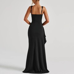ABYOVRT Women Formal Dresses Sleeveless Bodycon Ruched High Slit Sexy Maxi Dr…