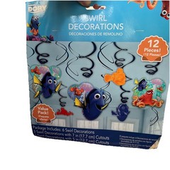Disney Pixar Finding Dory Swirl Hanging Decorations 12 Pcs New, Party Supply