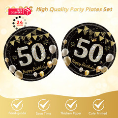 41Pcs 50th Birthday Decorations for Men Women, Black Gold 50 Year Old