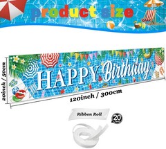 Large Happy Birthday Pool Party Banner – Summer Themed Decorations for Pool Part