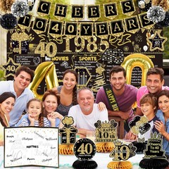 40th birthday decorations, 24 themed banner decorations