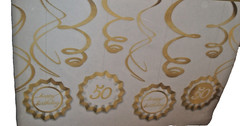 2pks 50TH HAPPY BIRTHDAY DECORATING KIT HANGING FANS SWIRLS GOLD (B34)