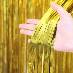3.3 x 6.6 ft Foil Fringe Backdrop Curtains, Tinsel Streamers Party Decoration…
