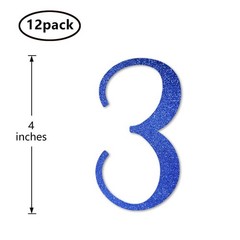 3rd Birthday Centerpiece Sticks Number 3 Table Topper Blue Glitter 12 PCS Set