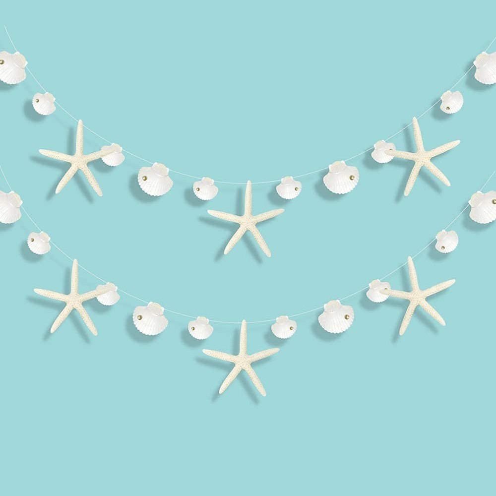 White Finger Starfish Sea Shell Garland Under The Sea Party Decorations Merma…