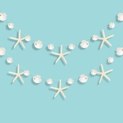 White Finger Starfish Sea Shell Garland Under The Sea Party Decorations Merma…