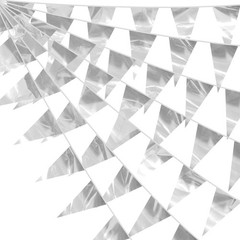 130FT Silver Glitter Triangle Pennant Banner Flag Metallic Bunting Fabric Gar…