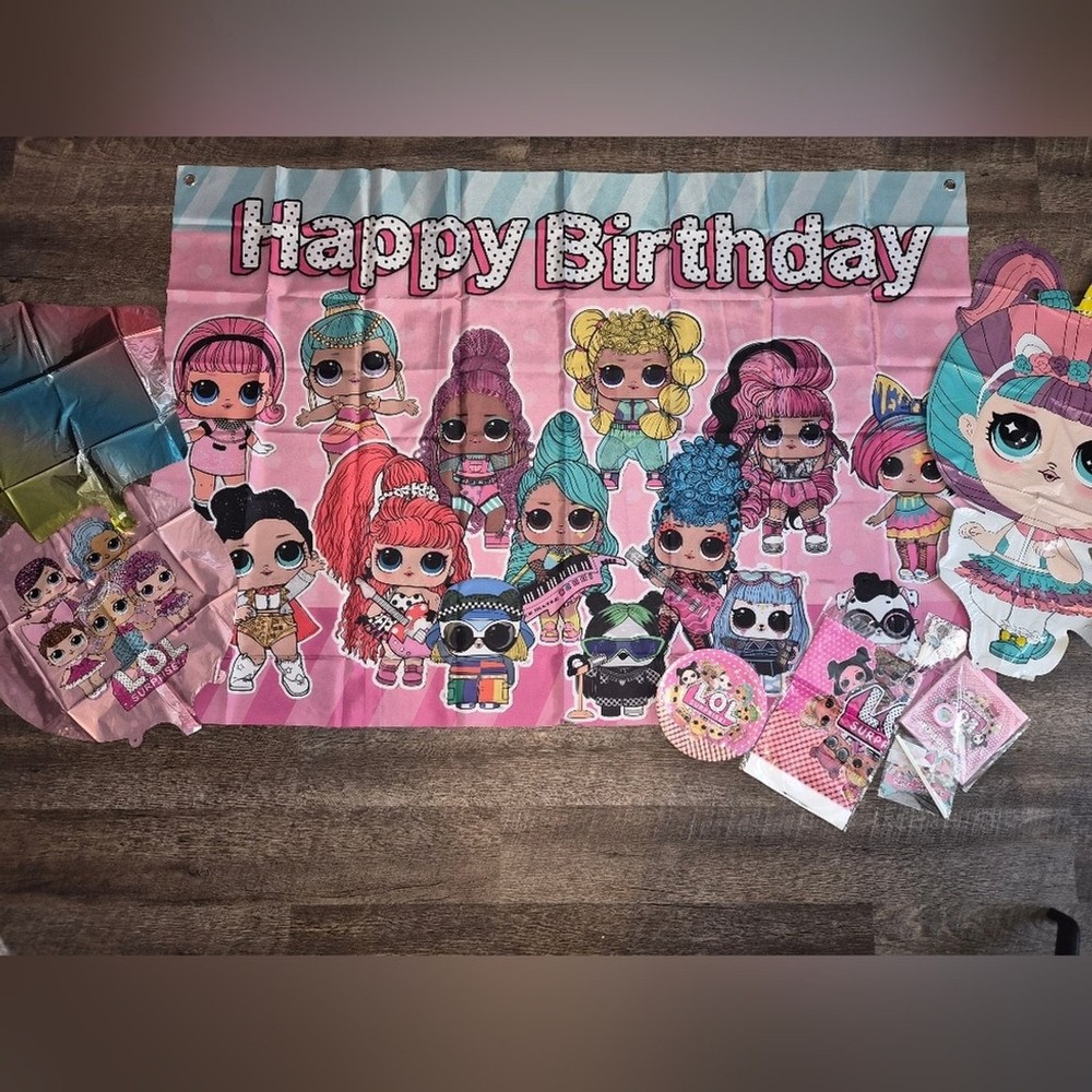 L.O.L Surprise Dolls Colorful Birthday Party Supplies Set Lot Bundle Set NWT