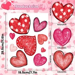 DIYDEC 6 Sheets Valentines Window Cling Double-Sided Pink Red Love Heart