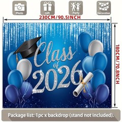 Party Backdrop 2D Flat Banner 2026 Graduation Cap Diploma Balloons Backdrop ♤