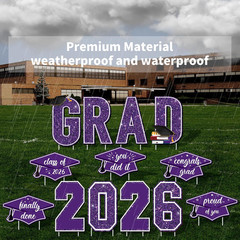 Waterproof 2026 Grad Yard Signs Plastic Graduation Yard Signs Party Outdoor Lawn