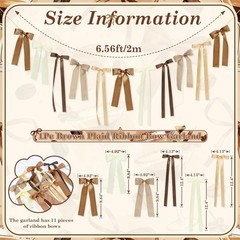 Brown Plaid Bow Garland Banner, Espresso Martini Theme Bow Garland Gingham Ri…
