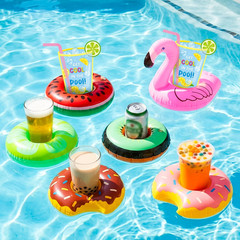 24 Pack Inflatable Drink Floaties with Decor Cards, 6 Fun Styles Pool Cup Holder