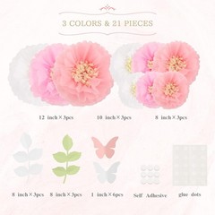 Tissue Paper Chrysanth Flowers with Butterfly and Olive Leaves for Wedding Ba…
