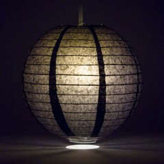 10″ Black Round Paper Lantern, Even Ribbing, Chinese Hanging Wedding & Party Dec