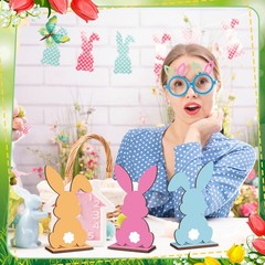 12 Pcs Easter Decorations Easter Bunny Wooden Table Centerpieces Rabbit Table…