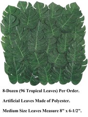 BULK 72-PC Medium 6″X8″ Tropical Monstera Leaves Polyester Luau Beach Decor #4-P