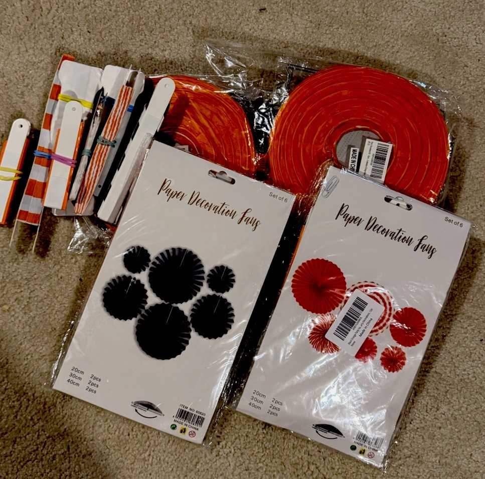 Mixed Lot/ Black And Orange Paper Hanging Party Decor Halloween/ Grad Party