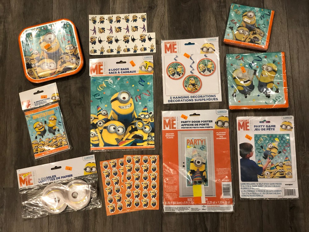 MINIONS Birthday Party Supplies DESPICABLE ME Tableware Decorations Invitations