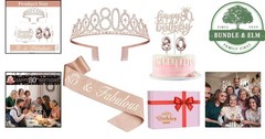 Rose Gold 80th Birthday Decorations with Crown, Sash, Cake Topper and Candles