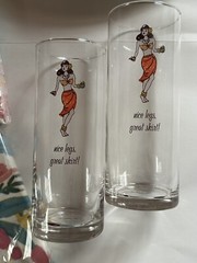 Hawaiian Hula Dancer Glasses Bar/Serving Set Hallmark Luau Ready MCM Style Party