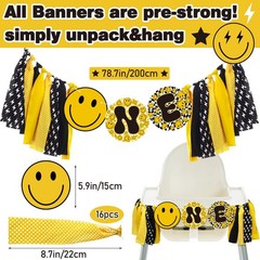 One Happy Dude High Chair Banner Lightning Smile Face First Birthday Banner G…