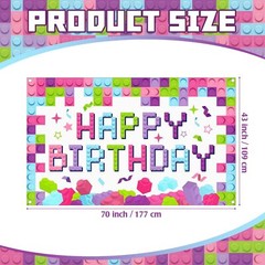 6 x 3.6 ft Building Blocks Birthday Banner Blocks Birthday Fabric Photography…