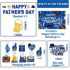 Happy Father’s Day Decorations Set – Fathers Banner, Backdrop, Blue