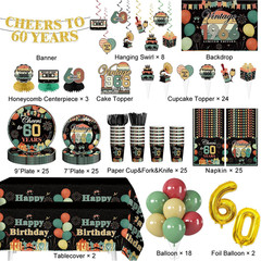 221Pcs 60Th Birthday Decorations for Men Women, All-In-One Vintage 1966 Party Su