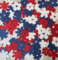 Patriotic Paper Flower Confetti table decorations July 4th Birthday Party Decor
