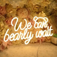 We Can Bearly Wait Led Neon Light SIgn Baby Shower Wedding Baby Kids Room