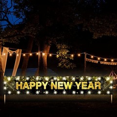 Large Happy New Year Yard Sign with LED Lights for Christmas Decorations – 11…