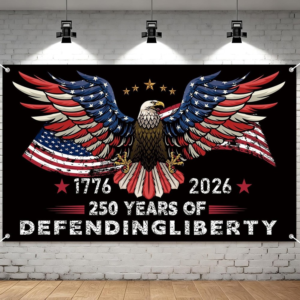 Patriotic 250th Anniversary Backdrop 71×43 Inches for Independence Day Decor