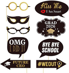 Happy Graduation 2026 Photo Booth Props 35Pcs Funny Large Graduation Photo Props