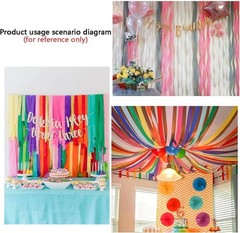 6 Rolls White Black Crepe Paper Streamers 1.8 Inch 82 Ft Party Decor