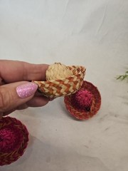 9 Vintage Birthday Party Favor Mini Straw Hat Made In Mexico Colorful Ornaments