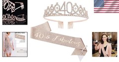 Elegant 40th Birthday Sash & Tiara Set – Perfect Pearl Pin Accessories for Women